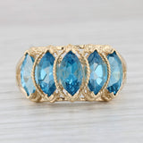 Light Gray 3.90ctw Tiered Marquise Blue Topaz Ring 14k Yellow Gold Size 10.5