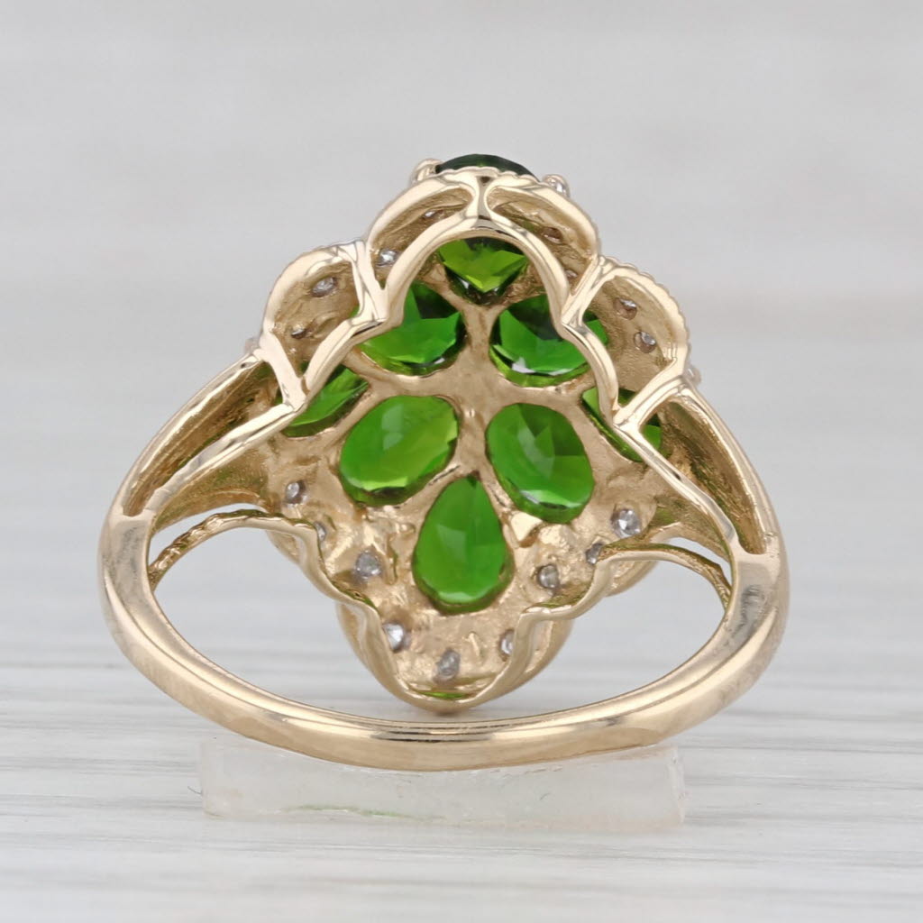 Gray Chrome Diopside Cluster Diamond Halo Ring 14k Yellow Gold Size 6 As Is