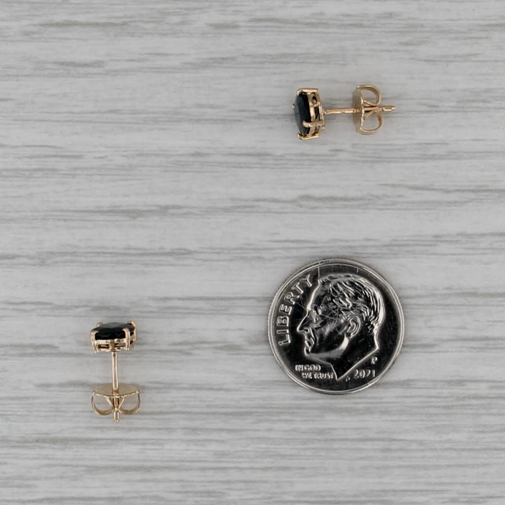 2ctw Oval Blue Sapphire Stud Earrings 14k Yellow Gold Solitaire Studs