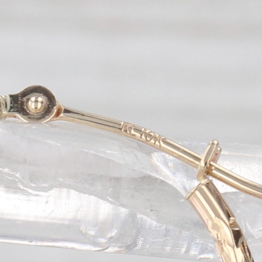 Patterned Hoop Earrings 10k Yellow Gold Snap Top Round Hoops