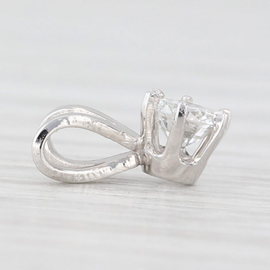 Light Gray New 0.14ct Round Solitaire Small Drop Pendant 14k White Gold