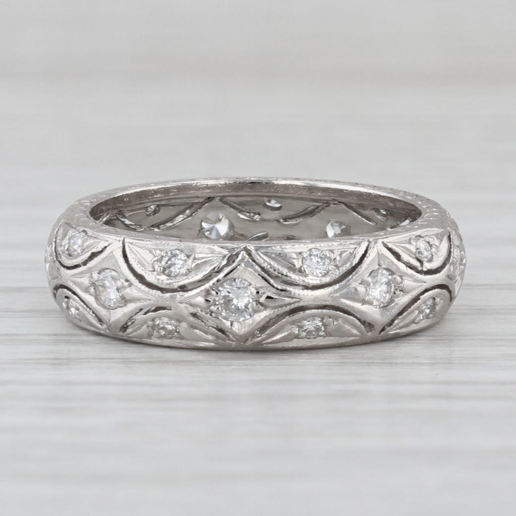 Vintage Diamond Wedding Anniversary Band Platinum Size 6.25 Stackable Ring