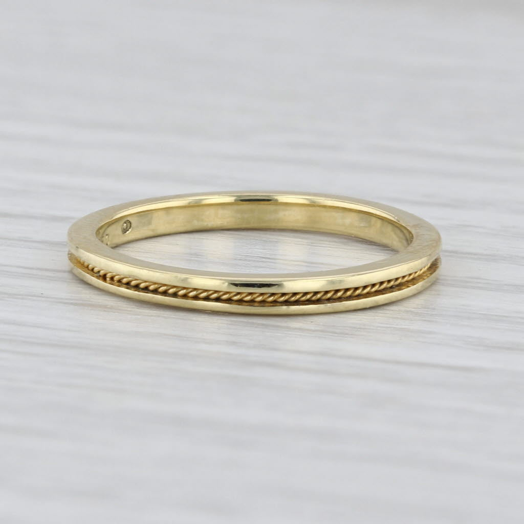 Hidalgo Rope Accented Ring 18k Yellow Gold Size 7.5 Stackable Wedding Band