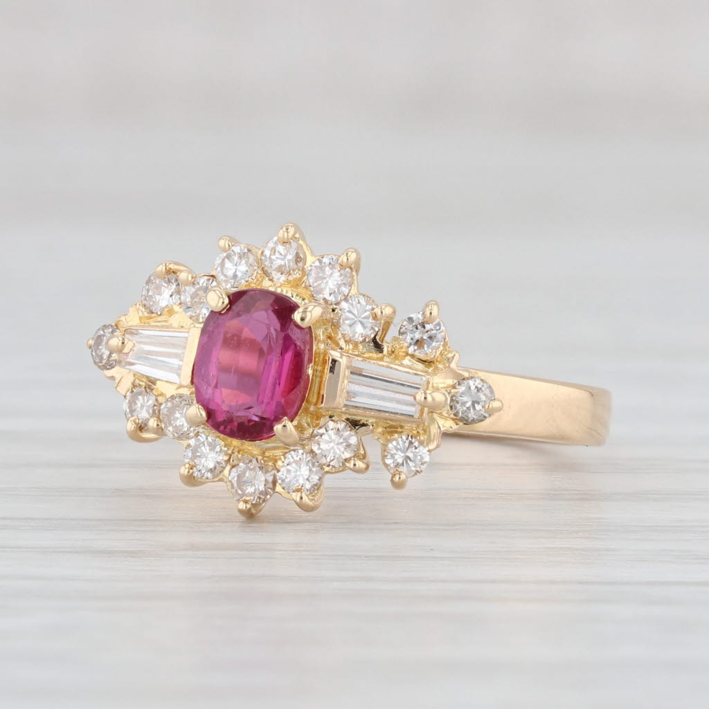 Light Gray 1.19ctw Oval Ruby Diamond Ring 18k Yellow Gold Size 7.5