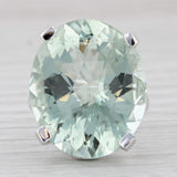 36ct Prasiolite Green Amethyst Ring 14k White Gold Size 7.5 Solitaire Cocktail