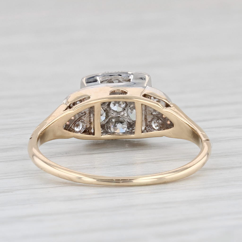 Light Gray Vintage Jabel Diamond Cluster Engagement Ring 14k Yellow Gold Size 8.5