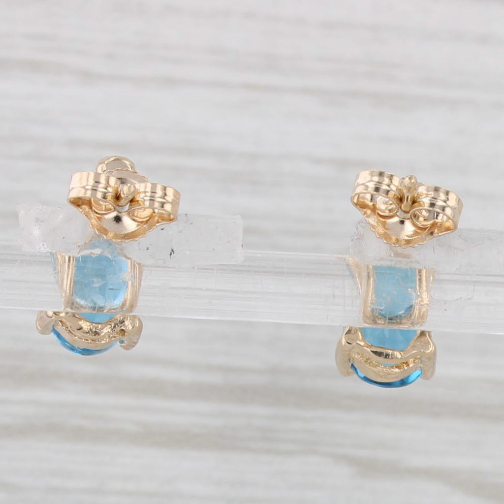 Light Gray 2.02ctw Blue Topaz Diamond Stud Earrings 14k Yellow Gold