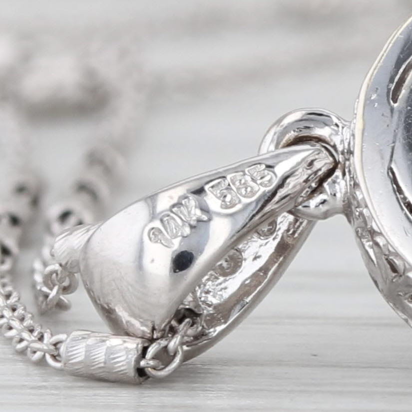 1.90ctw Green Tourmaline Diamond Halo Pendant Necklace 14k Whtie Gold 18.5"