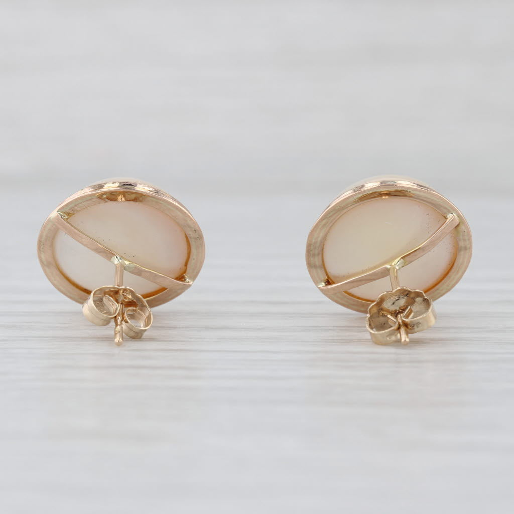 Mabe Pearl Button Stud Earrings 14k Yellow Gold Round Studs