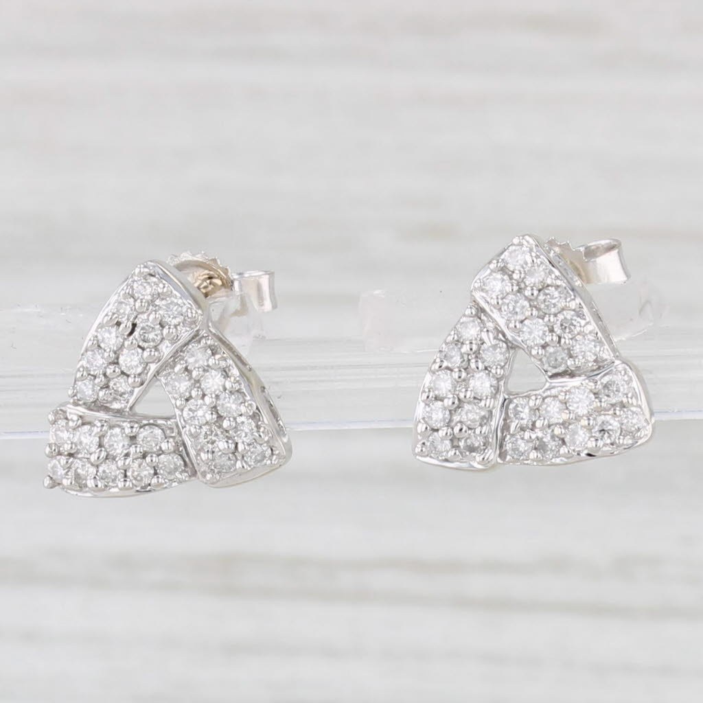 Light Gray 0.24ctw Diamond Triangle Stud Earrings 14k White Gold