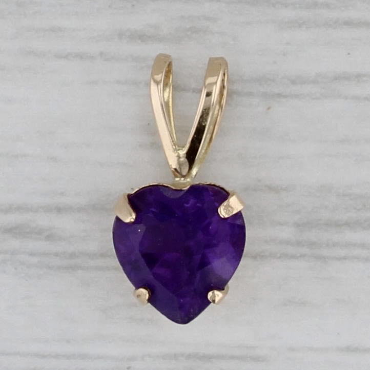 Gray 0.50ct Amethyst Heart Pendant 14k Yellow Gold Small Drop