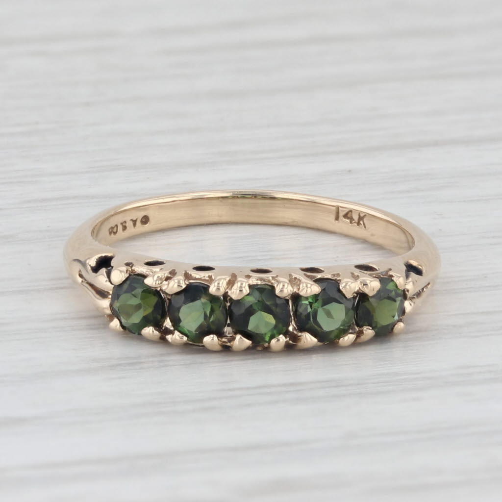 Light Gray 0.56ctw Green Tourmaline Stackable Ring 14k Yellow Gold Size 6