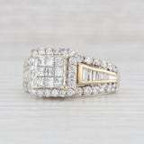 2.12ctw Diamond Princess Halo Engagement Ring 10k Yellow Gold Size 7.25