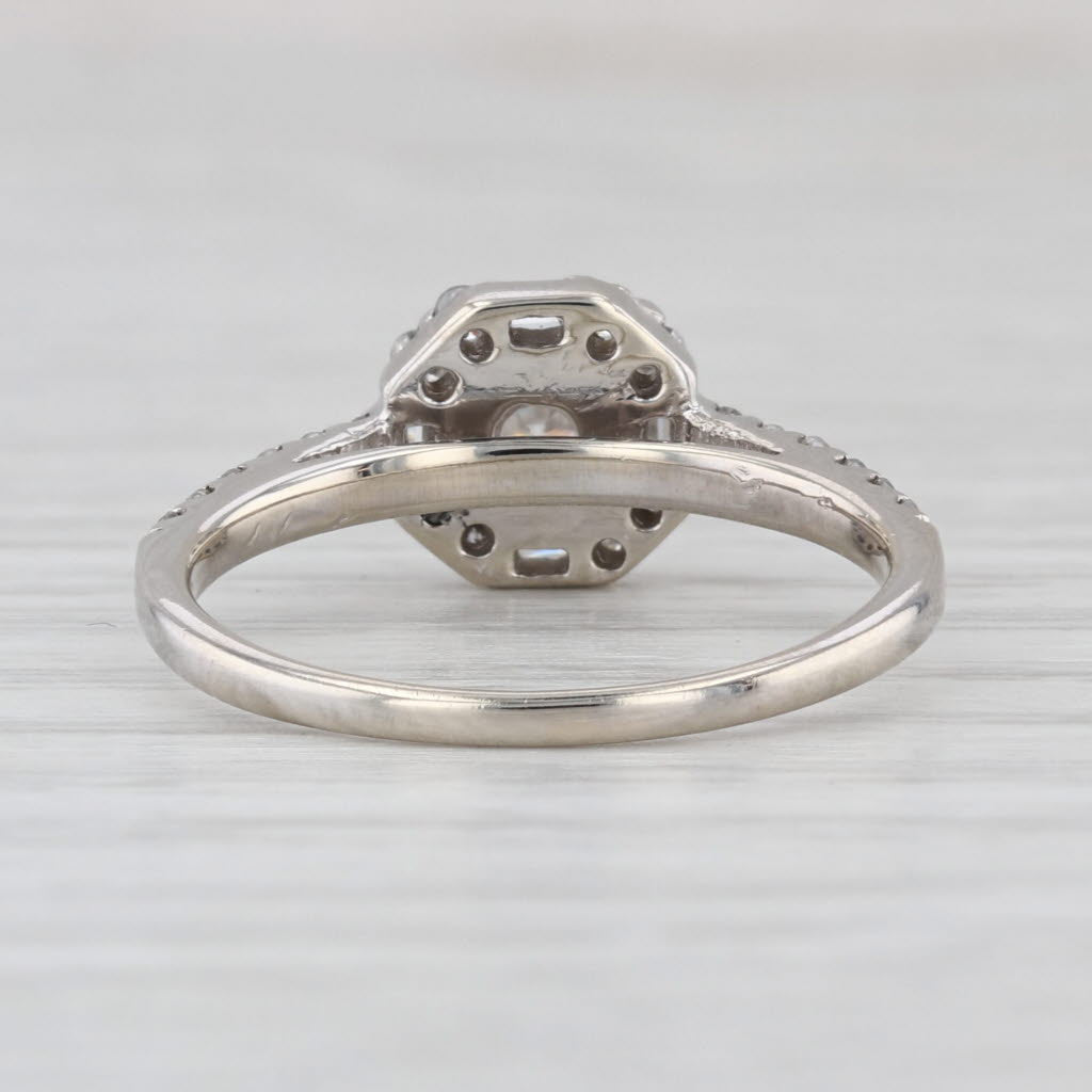 0.75ctw Round Diamond Halo Engagement Ring 14k White Gold Size 6.5 Cathedral