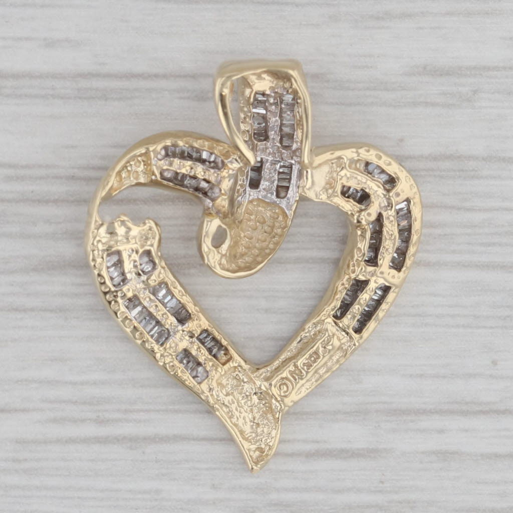 Gray 0.24ctw Diamond Open Heart Pendant 10k Yellow Gold