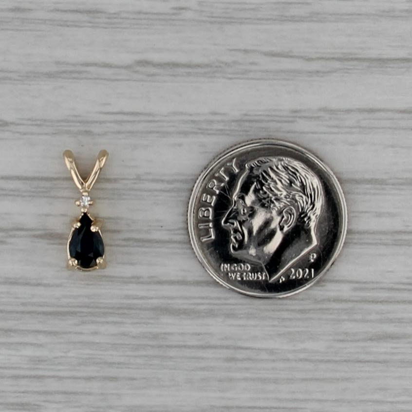 0.40ct Pear Sapphire Solitaire Pendant 14k Yellow Gold Small Teardrop