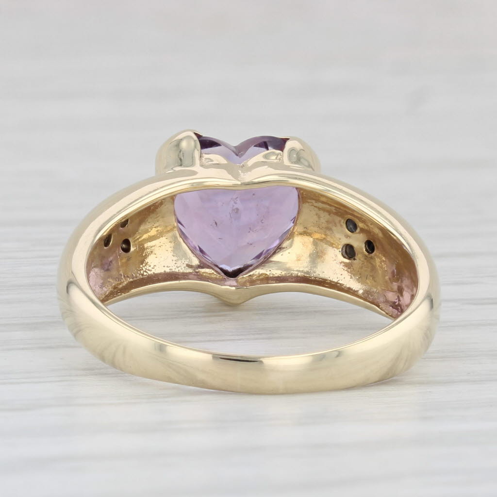 Light Gray 2.40ctw Amethyst Heart Diamond Ring 14k Yellow Gold Size 8.5