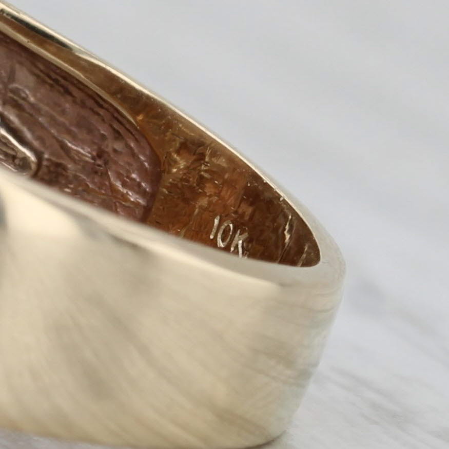 Gray Vintage Masonic Signet Ring 10k Gold Blue Lodge Square Compass Trowel Size 9