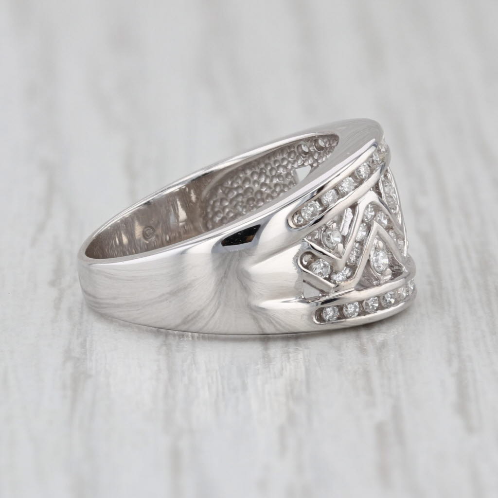 0.40ctw Diamond Zig Zag Ring 14k White Gold Ring 6.5 Tapering Band