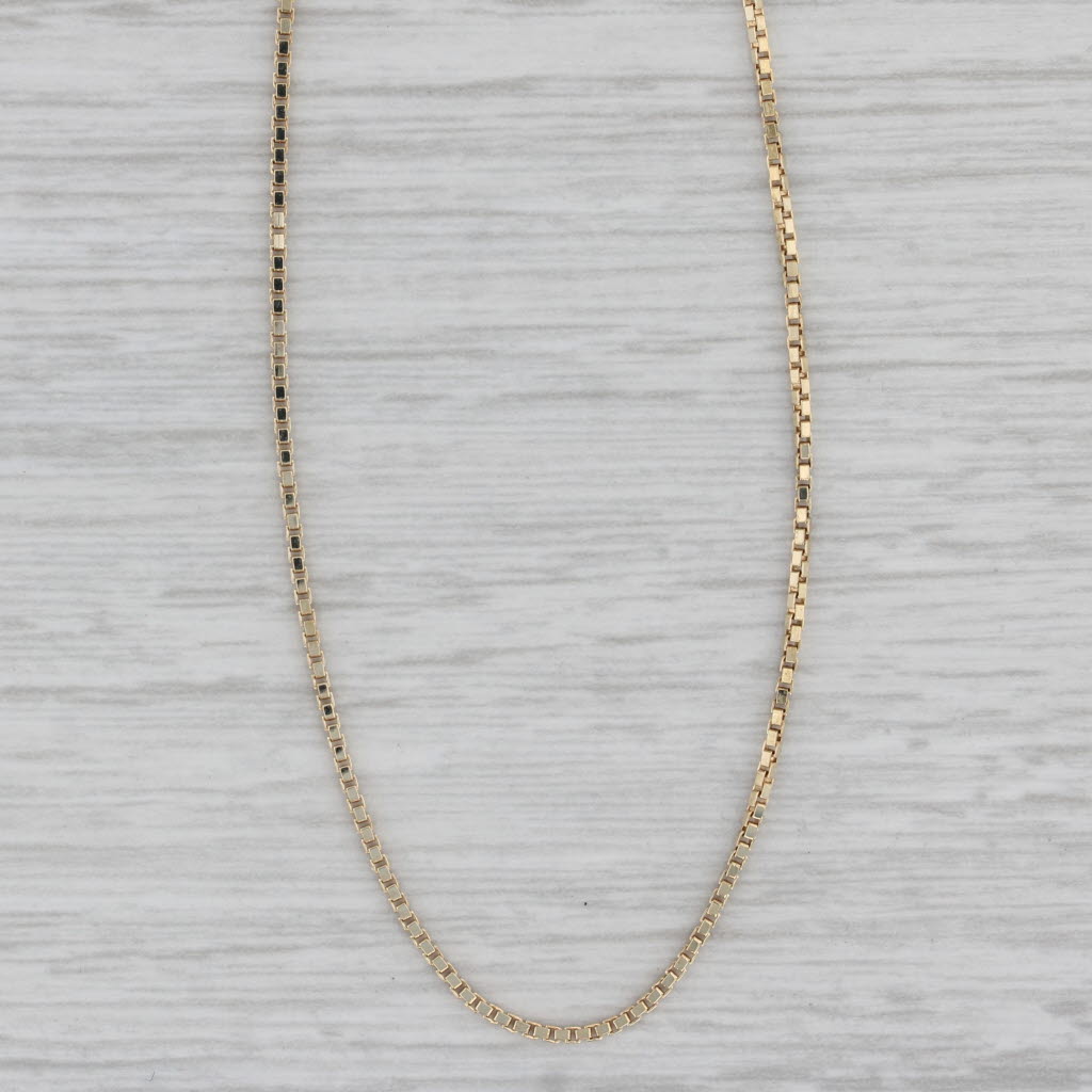 Gray 30" Box Chain Necklace 14k Yellow Gold 1mm Italian Long Layering