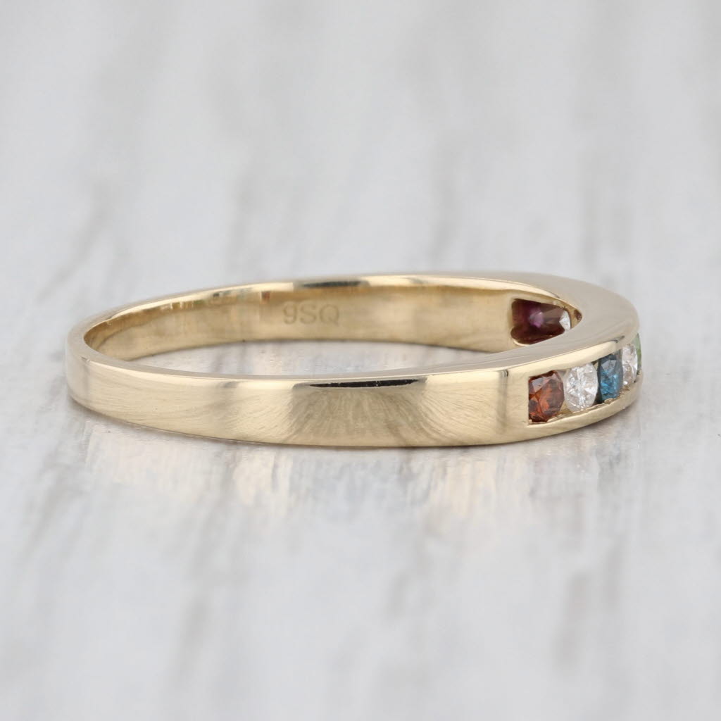 0.22ctw Multicolor Diamond Ring 14k Yellow Gold Stackable Wedding Band Sz 6.75