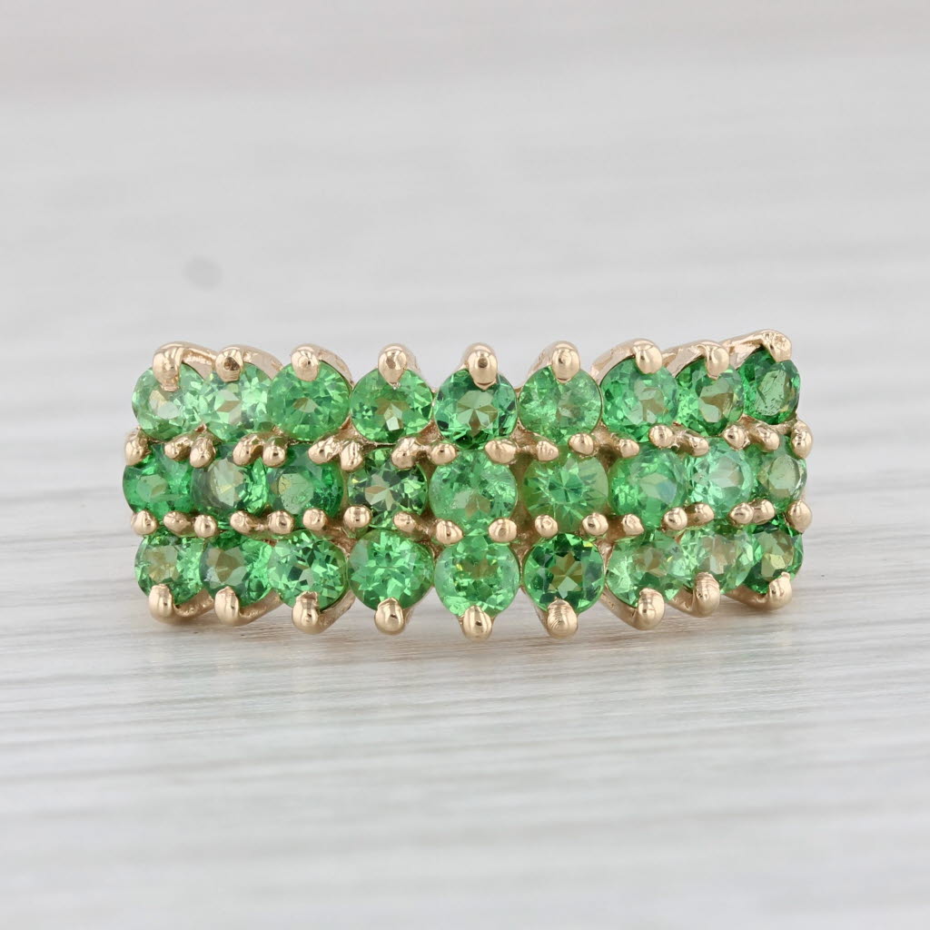 Light Gray 2ctw Tsavorite Garnet Tiered Ring 10k Yellow Gold Size 9.25