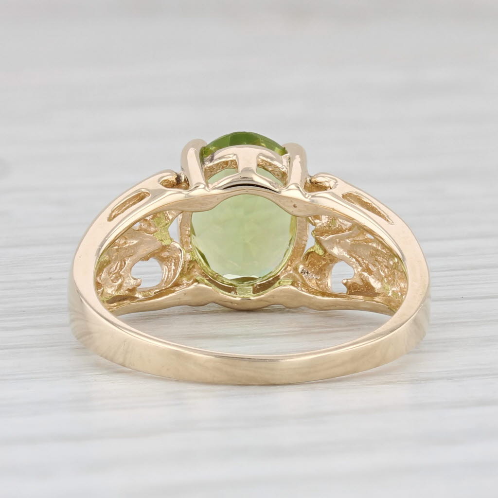 Light Gray 1.75ct Peridot Oval Solitaire Ring 10k Yellow Gold Size 5