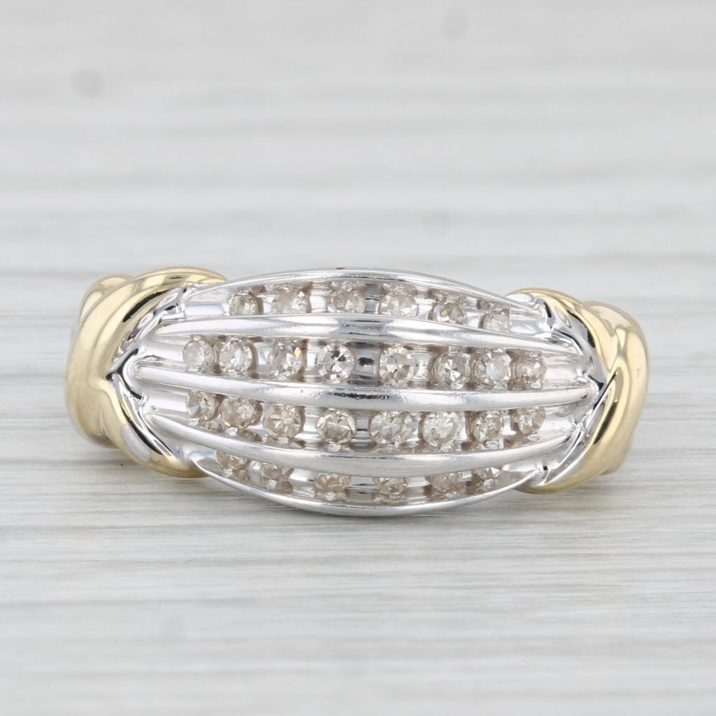 Light Gray 0.22ctw Diamond Ring 10k White Yellow Gold Size 7