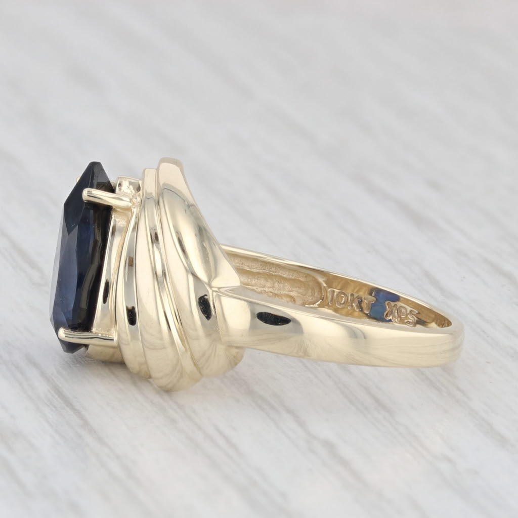 Light Gray 4.30ctw Lab Created Pear Blue Sapphire 10k Yellow Gold Size 8 Ring