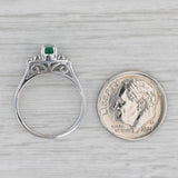 055ctw Oval Emerald Diamond Ring 14k White Gold Size 5.5