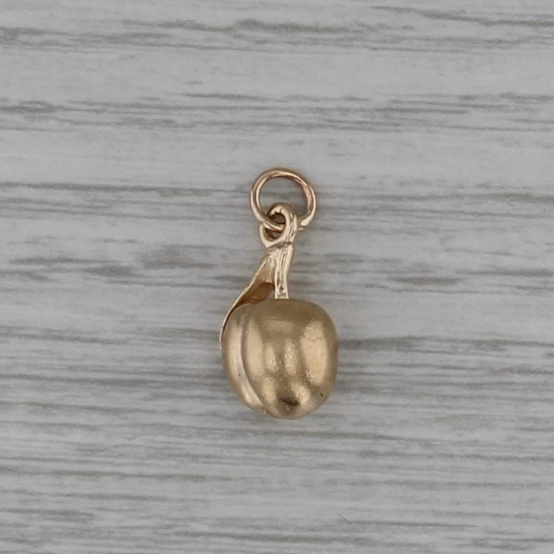Vintage Peach Charm 14k Yellow Gold Small Pendant