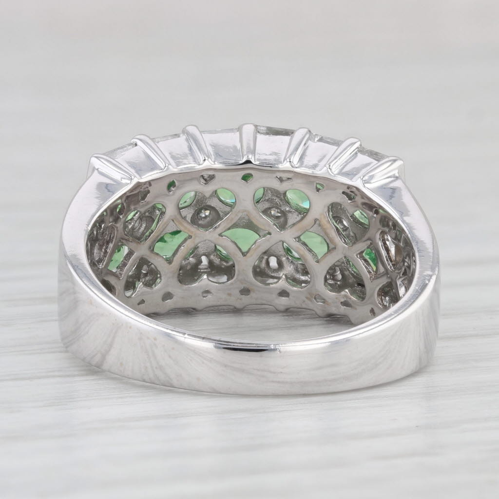 Light Gray 2.64ctw Green Tsavorite Garnet Diamond Ring 14k White Gold Size 8.75