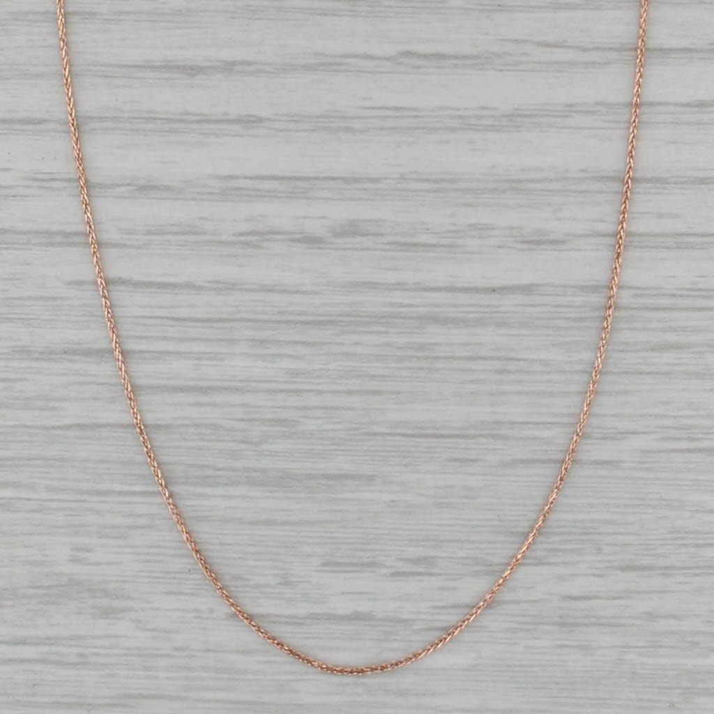 Wheat Chain Necklace 14k Rose Yellow Gold 16" 0.8mm