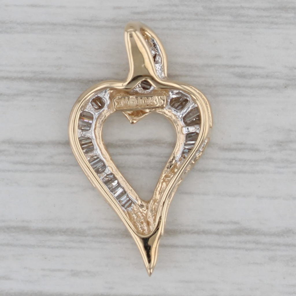 Gray 0.26ctw Diamond Open Heart Pendant 10k Yellow Gold