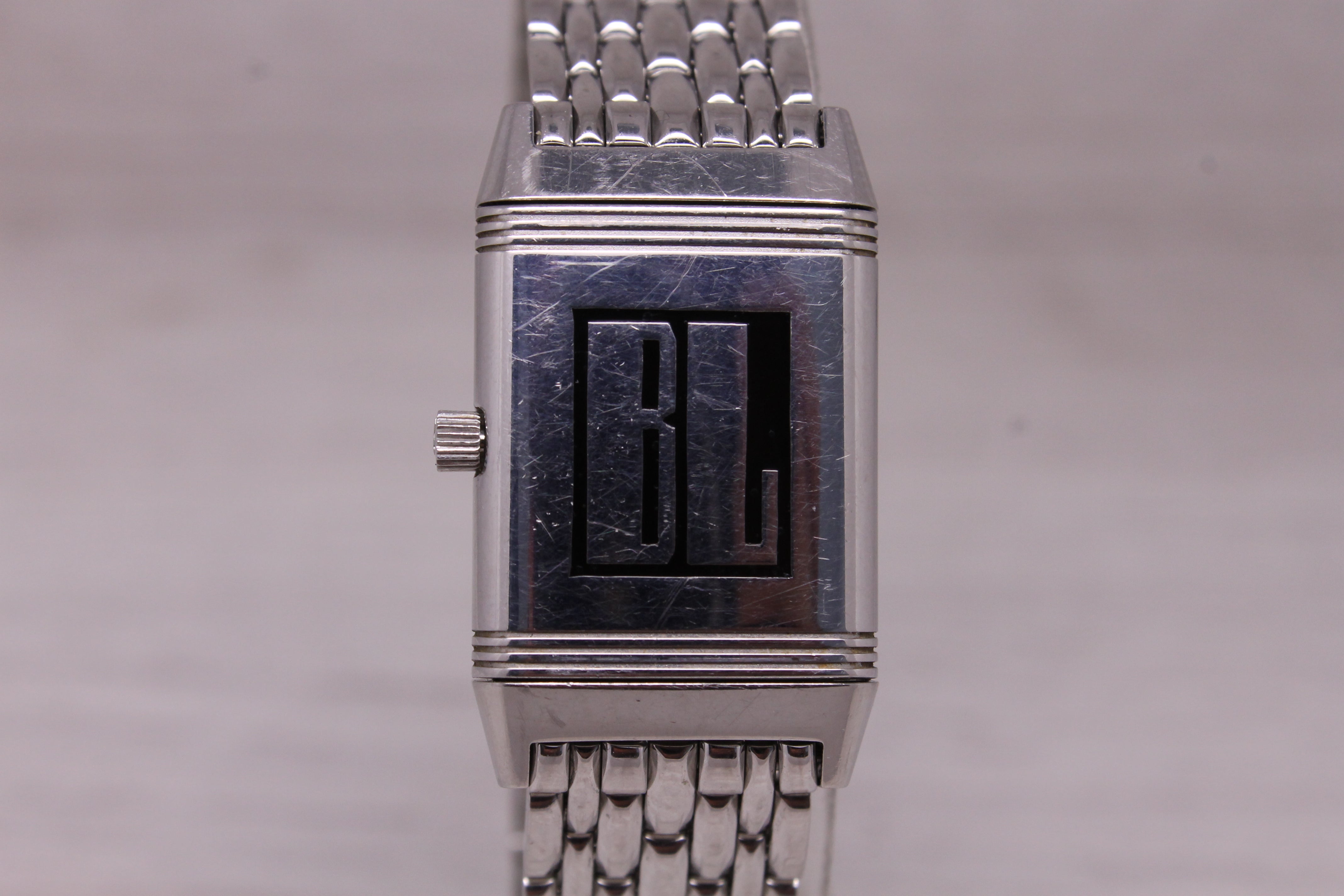 Jaeger LeCoultre Reverso Ladies Steel Quartz Bracelet Watch 260.8.08 Engraved