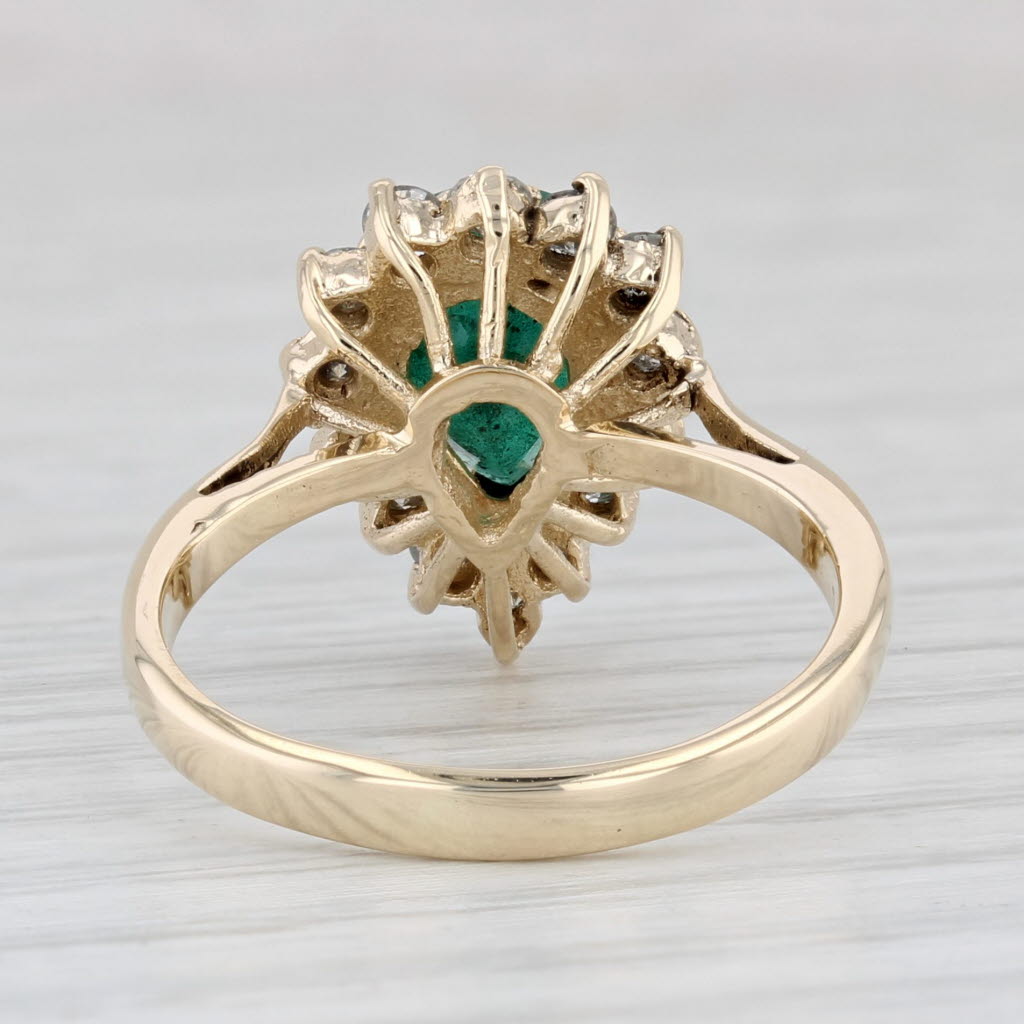 Light Gray 1.70ctw Pear Emerald Diamond Halo Ring 14k Yellow Gold Size 6.75