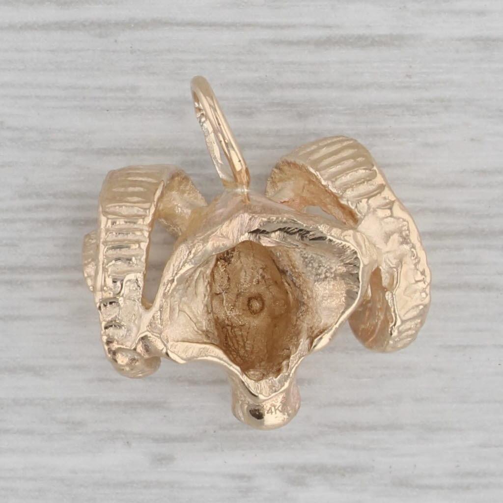 Gray Vintage Rams Head Pendant 14k Yellow Gold Charm Tarheels UNC Chapel Hill