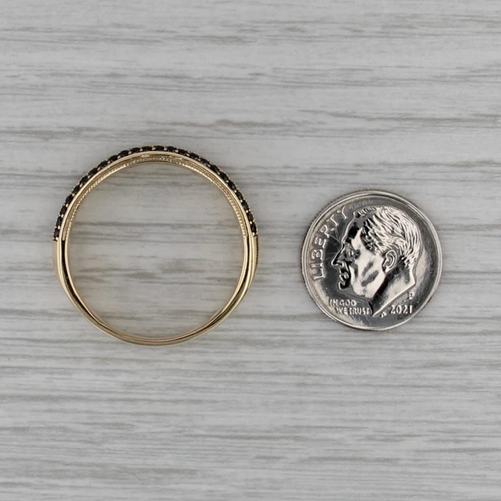 Neil Lane 0.50ctw Black Diamond Ornate Etched Ring 14k Yellow Gold Wedding Band