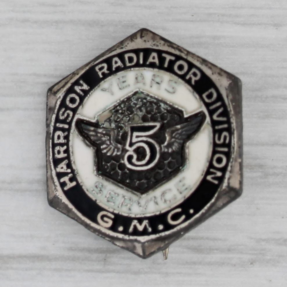 Gray Sterling Silver Harrison Radiator Division General Motors 5 Years Service Pin