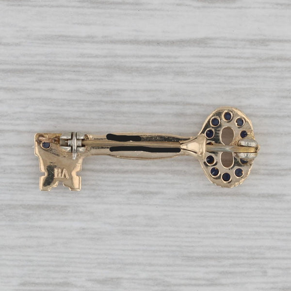 Kappa Kappa Gamma Sorority Key Badge Lab Created Sapphire 10k Gold Pin