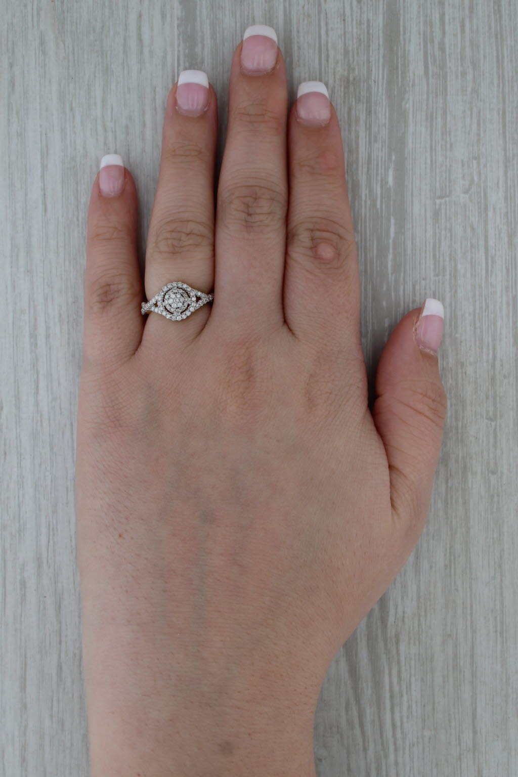 0.40ctw Diamond Cluster Halo Engagement Ring 10k Yellow Gold Size 5.75