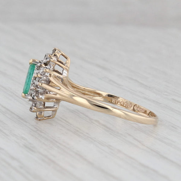 0.41ctw Marquise Emerald Diamond Halo Ring 10k Yellow Gold Size 7.75