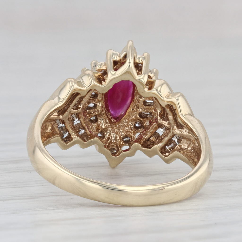 Light Gray 0.91ctw Ruby Diamond Halo Ring 10k Yellow Gold Size 7