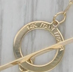 Mirror Chain Necklace 14k Yellow Gold Ring Toggle Clasp 18.25" 1.5mm Italy