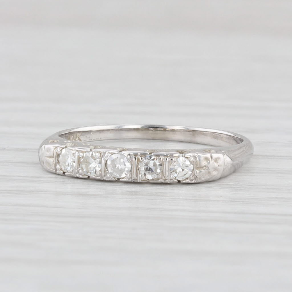 Light Gray 0.25ctw Diamond Wedding Band 14k White Gold Size 6.25 Stackable Anniversary