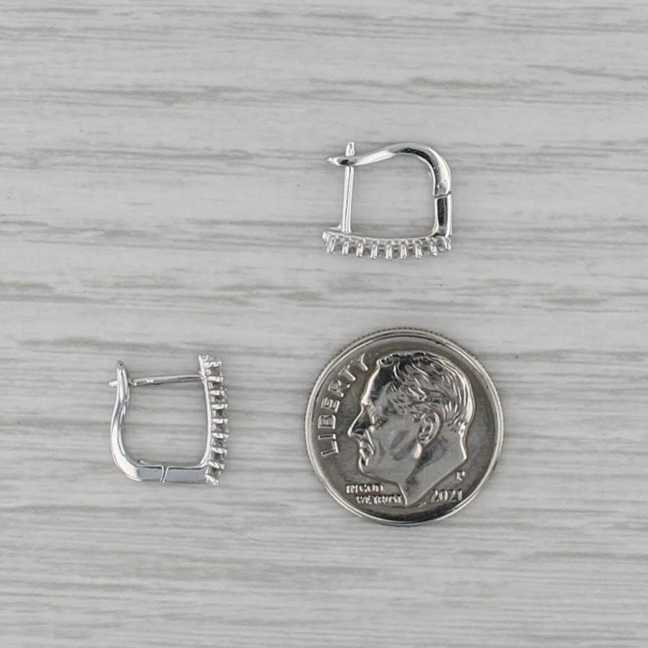 0.18ctw Diamond Hoop Earrings 14k White Gold Hinged Snap Top Posts