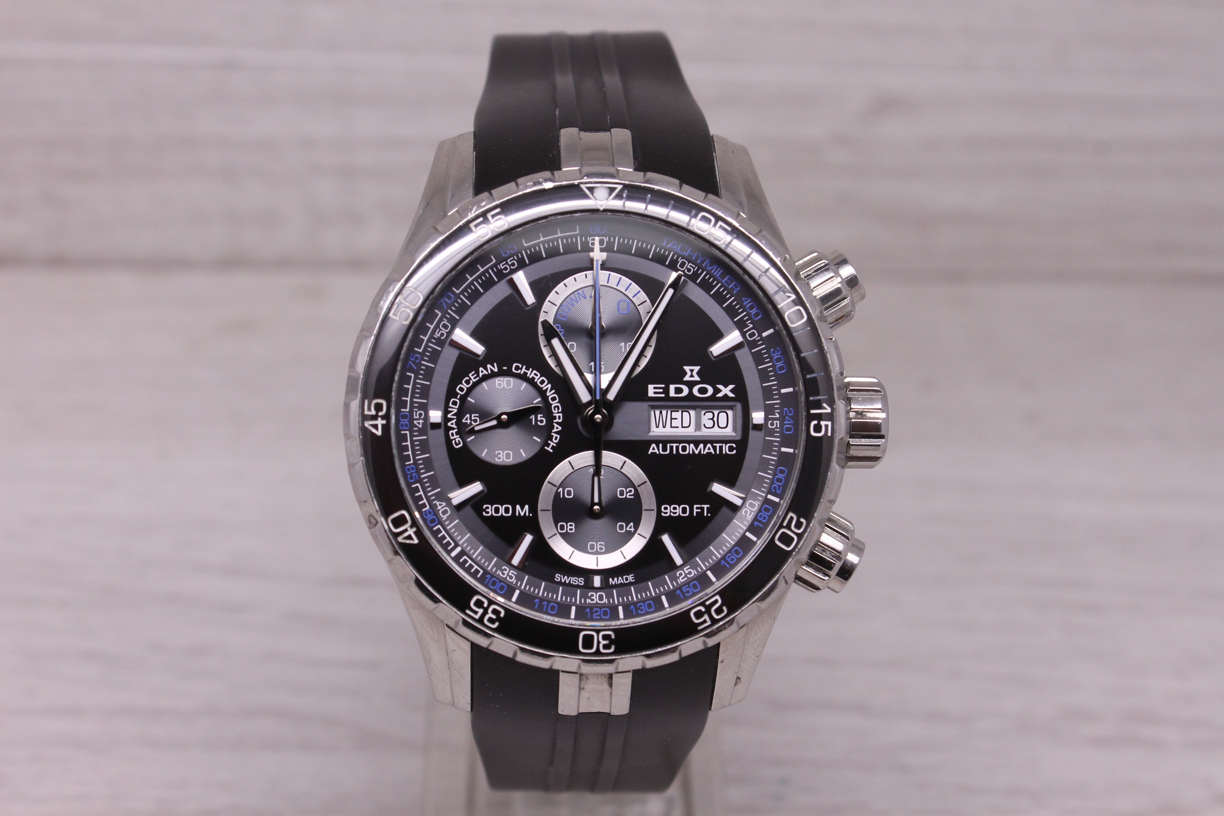 Edox Grand Ocean Mens Steel 45mm Automatic Chronograph Swiss Watch 01123 3BUCA