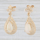 Light Gray Opal Teardrop Dangle Earrings 14k Yellow Gold Pierced Drops