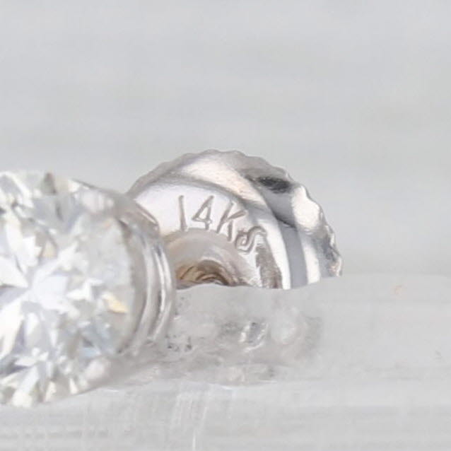 0.96ctw Round Diamond Solitaire Stud Earrings 14k White Gold Screw Back Studs