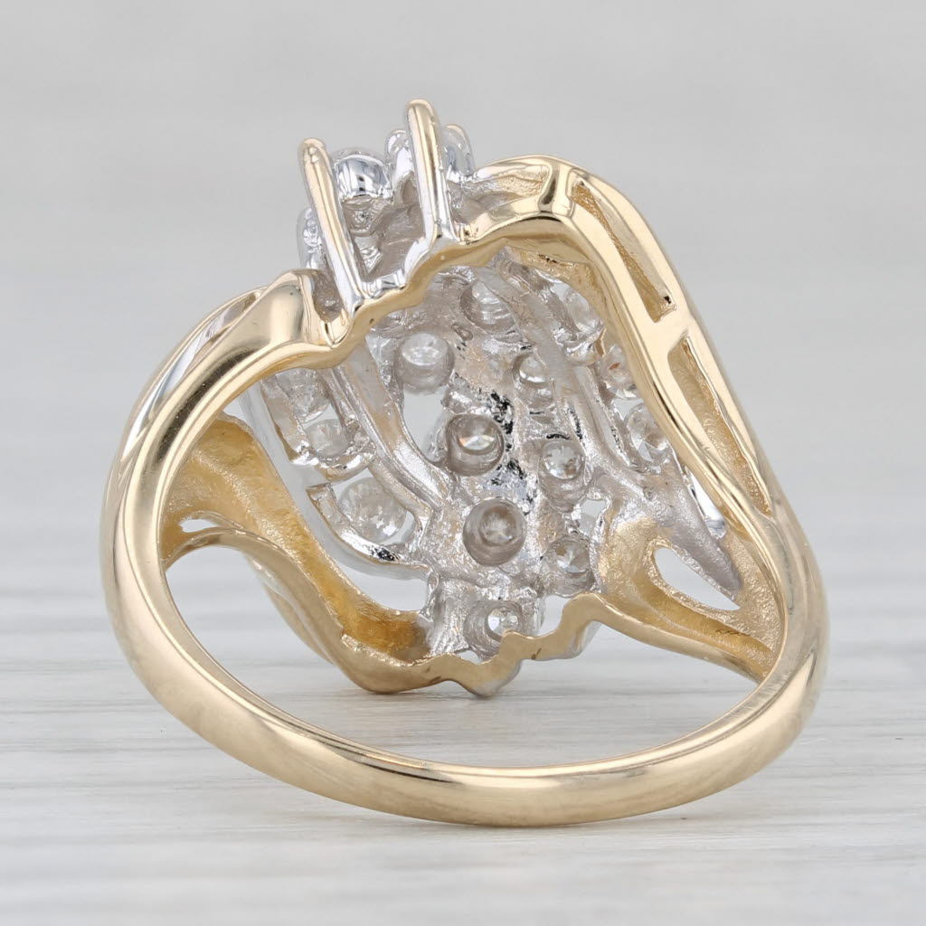 Light Gray 0.80ctw Diamond Cluster Ring 14k Yellow Gold Size 7.25 Cocktail Bypass